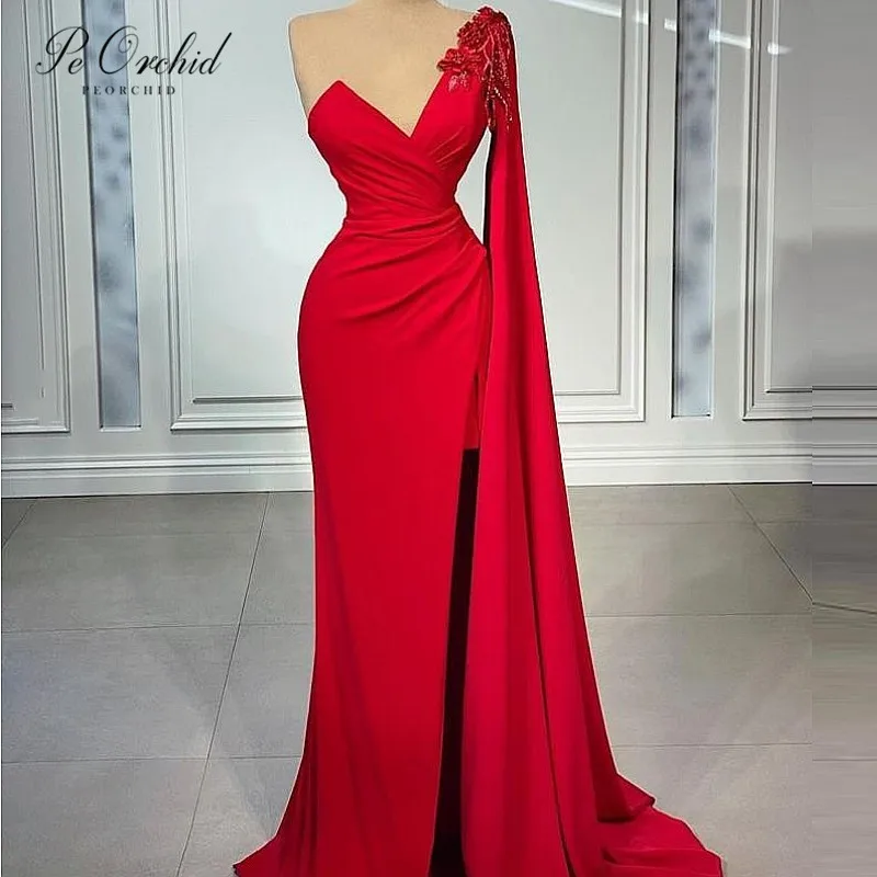 PEORCHID Red Long Elegant Evening Dresses With Flowers One Shoulder Beads Prom Gowns For Women Party Celebrity Dresses 2022
PEORCHID Red Long Elegant Evening Dresses With Flowers One Shoulder Beads Prom Gowns For Women Party Celebrity Dresses 2022