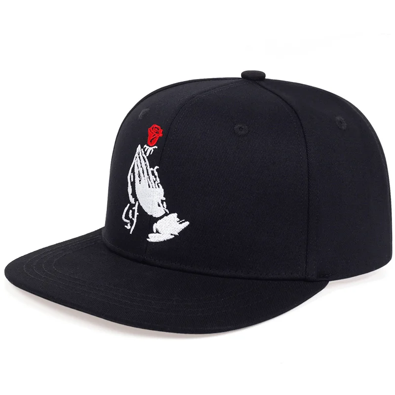 

Holding the Rose in Both Hands Embroidery baseball caps Men Women Snapback Hat Travel Sunscreen Caps Hip Hop Hats gorras