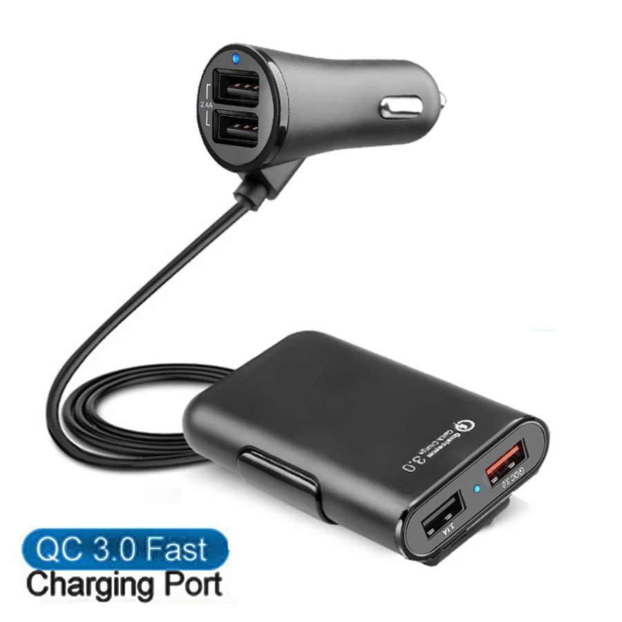 QC3.0 5.6ft Extension Cable Car Charger 4 Port USB Quick Charge For iPhone 12 Xiaomi Mobile Phone Driving Recorder Fast Charging
QC3.0 5.6ft Extension Cable Car Charger 4 Port USB Quick Charge For iPhone 12 Xiaomi Mobile Phone Driving Recorder Fast Charging