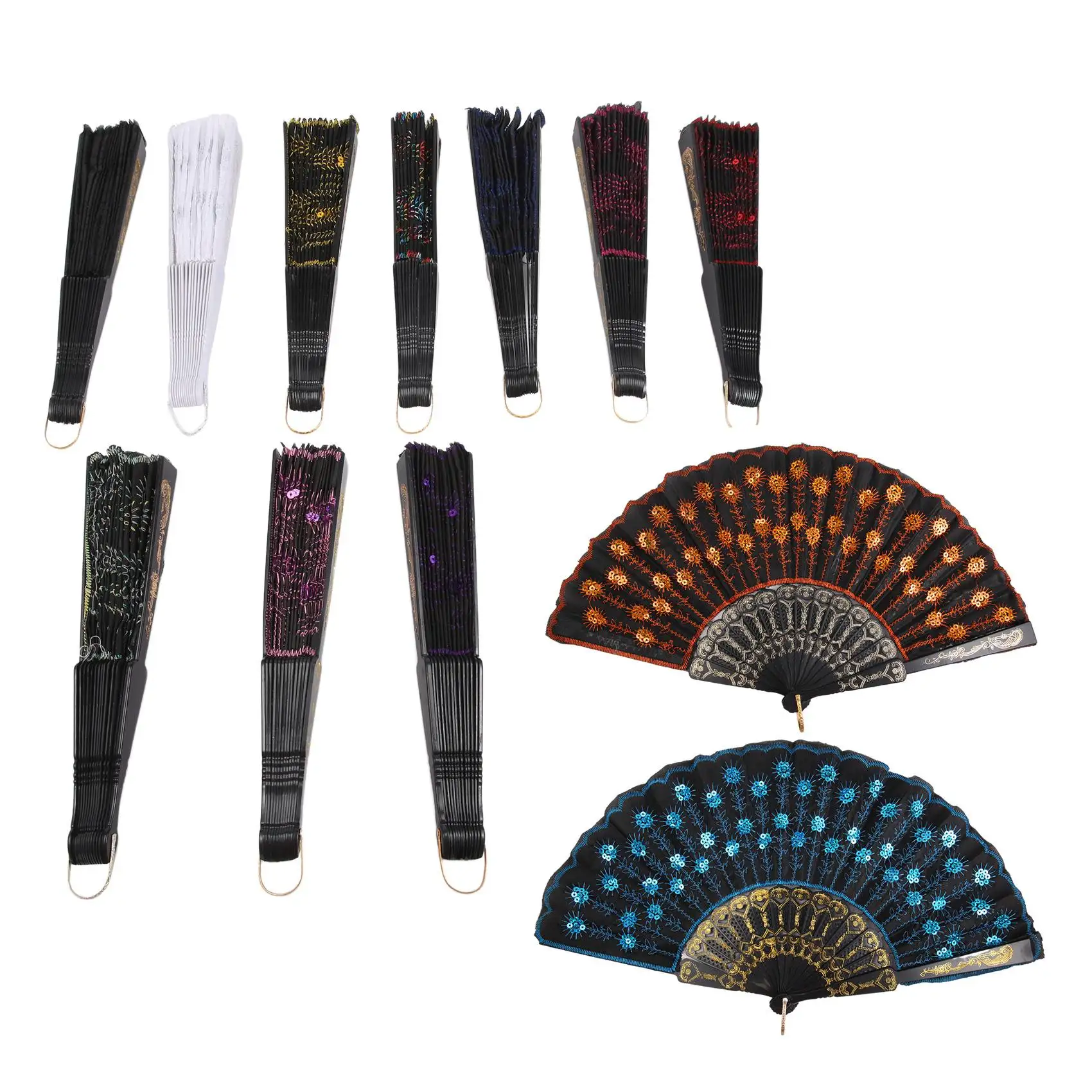 12 Pieces Sequin Fabric Folding Fans Peacock Hand Fans Flower Lace Fans Handheld Folding Fans for Women Wedding Party
12 Pieces Sequin Fabric Folding Fans Peacock Hand Fans Flower Lace Fans Handheld Folding Fans for Women Wedding Party