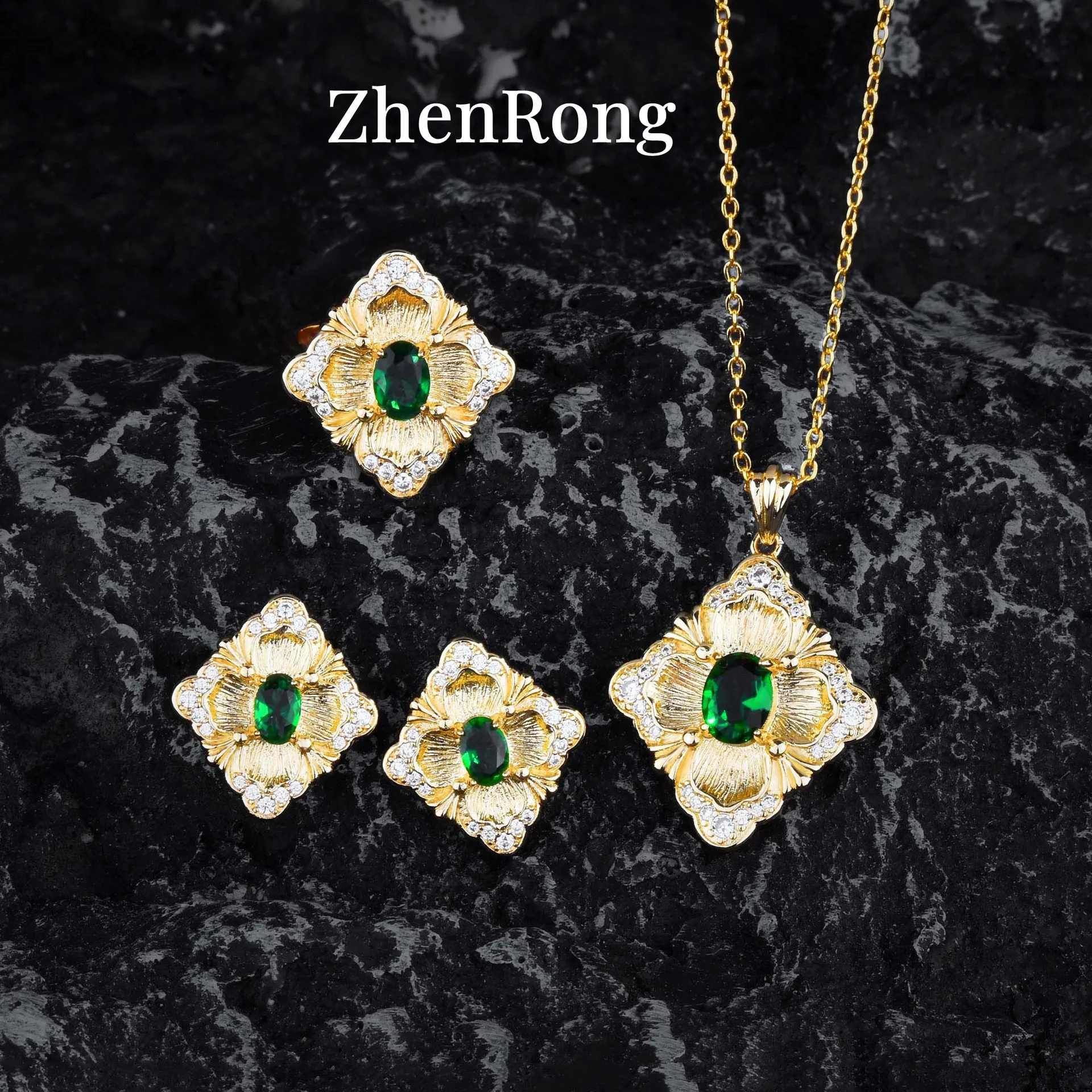 New Luxury Gold Color Jewelry Sets For Women Wedding Artificial Emerald Pendant Necklaces Stud Earrings Rings Anniversary Gifts
New Luxury Gold Color Jewelry Sets For Women Wedding Artificial Emerald Pendant Necklaces Stud Earrings Rings Anniversary Gifts