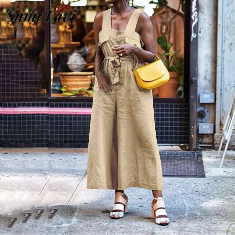 Summer Spaghetti Straps Waisted Lace Up Rompers Vintage Solid Cotton Linen Playsuits Women Button Loose Wide Leg Pants Jumpsuits
Summer Spaghetti Straps Waisted Lace Up Rompers Vintage Solid Cotton Linen Playsuits Women Button Loose Wide Leg Pants Jumpsuits