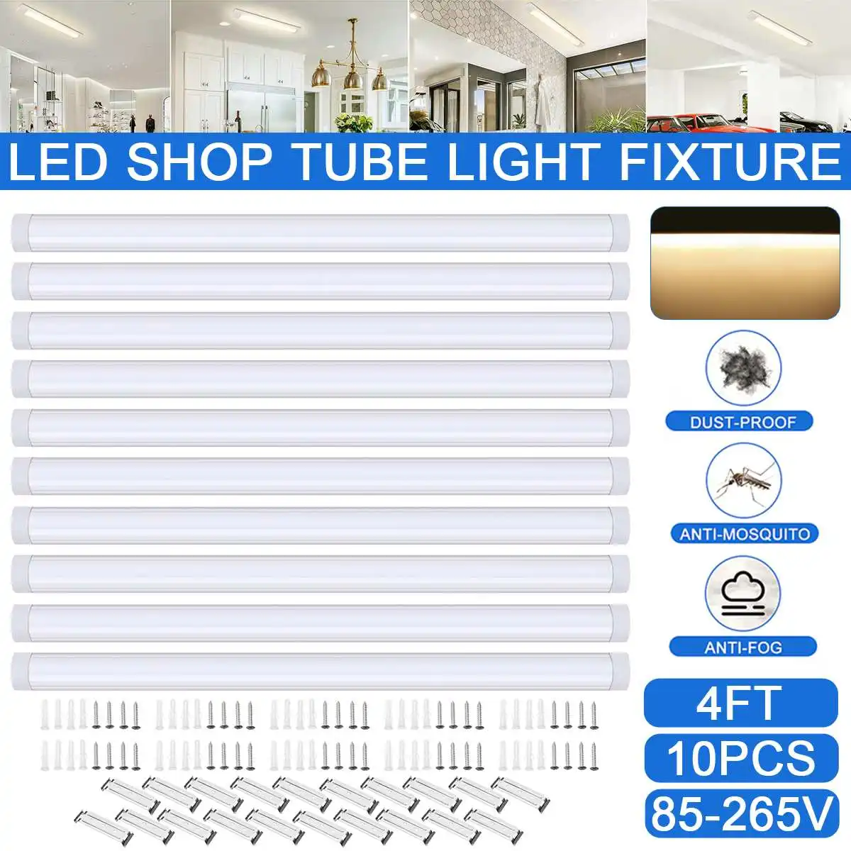 10PCS 120cm LED Surface Mount Lights 2835SMD LED Batten Linear Tube Light for Office Supermarket Home AC85-265V
10PCS 120cm LED Surface Mount Lights 2835SMD LED Batten Linear Tube Light for Office Supermarket Home AC85-265V