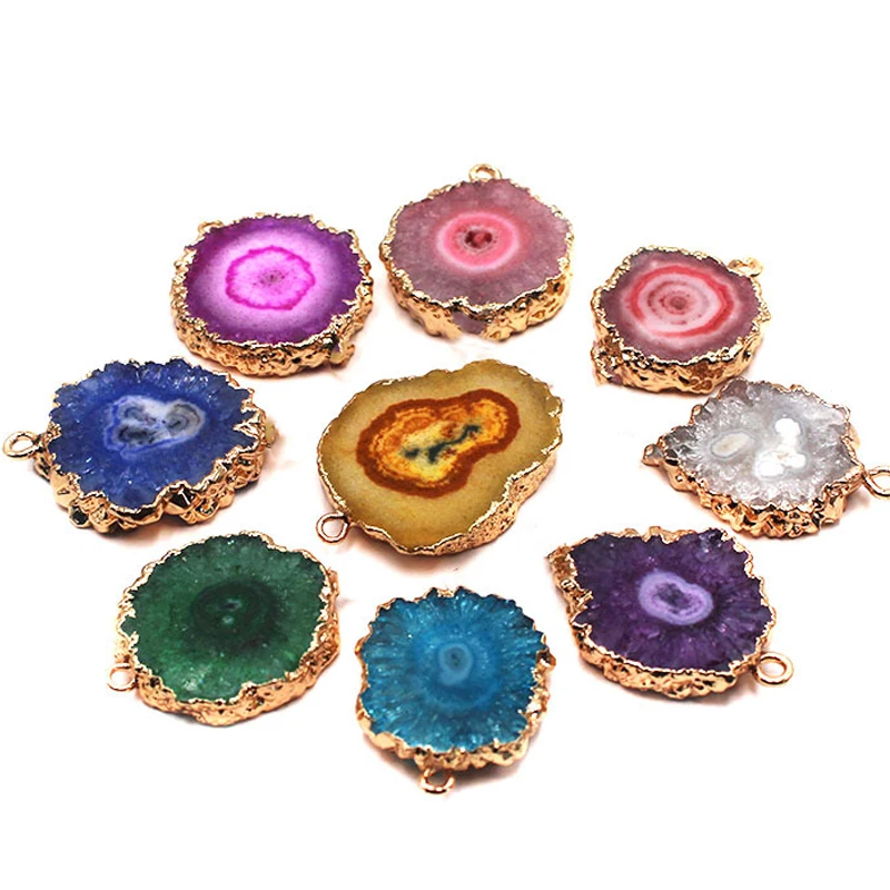2pc Natural Blue Druzy Stone Pendant Connecter Metal Mineral Specimen Crystal Agates Slice Pendant Charm Geode Rough for Jewelry
2pc Natural Blue Druzy Stone Pendant Connecter Metal Mineral Specimen Crystal Agates Slice Pendant Charm Geode Rough for Jewelry