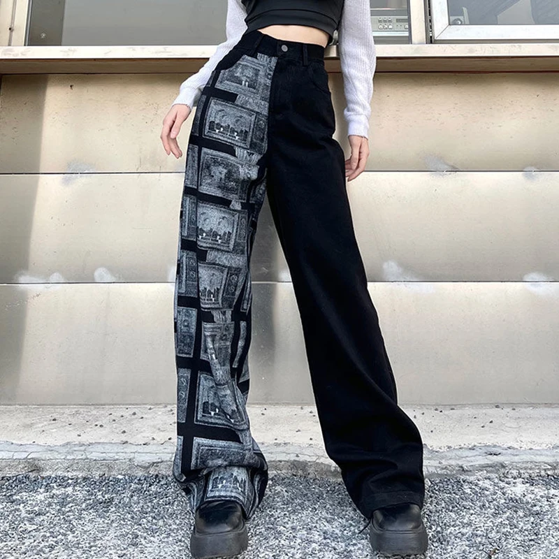 Biyaby Harajuku Print Baggy Jeans for Women 2022 Black Wide Leg Denim Trousers Woman High Waist Streetwear Cargo Pants Female
Biyaby Harajuku Print Baggy Jeans for Women 2022 Black Wide Leg Denim Trousers Woman High Waist Streetwear Cargo Pants Female