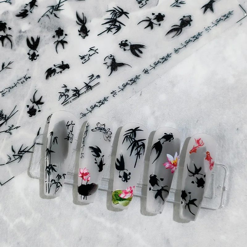 Chinese Ink Painting 3D Self Adhesive Nail Art Decorations Stickers Goldfish Bamboo Design Nail Decals Wholesale Dropshipping
Chinese Ink Painting 3D Self Adhesive Nail Art Decorations Stickers Goldfish Bamboo Design Nail Decals Wholesale Dropshipping
