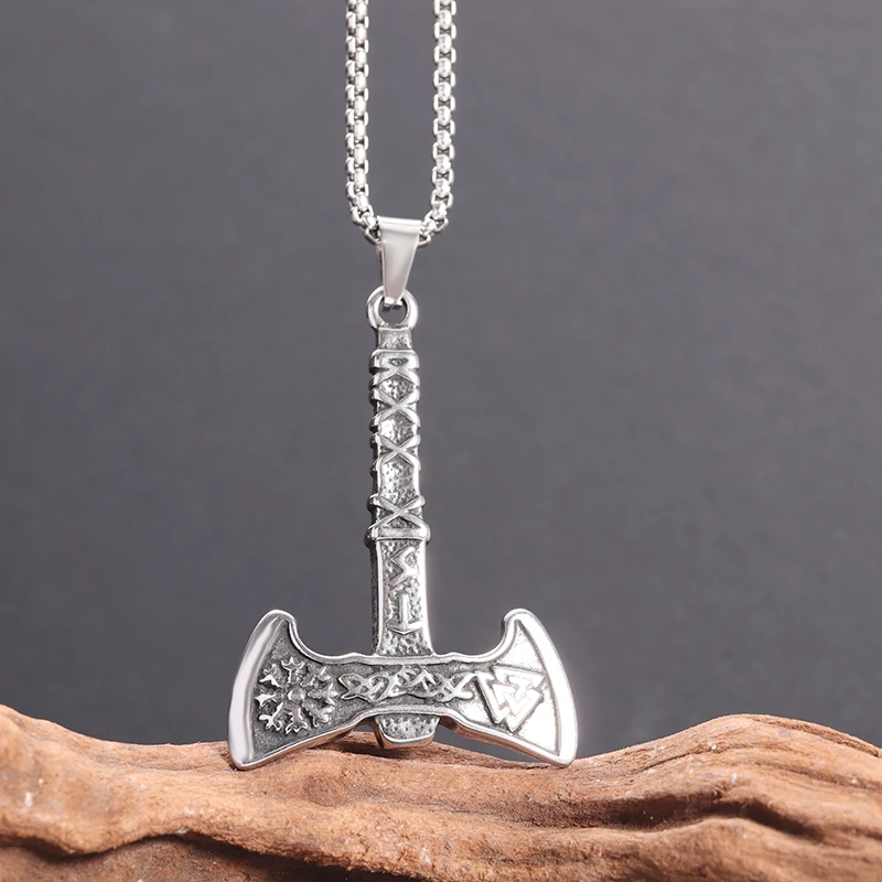 Antique Silver Viking Tomahawk Necklace Nordic Aegishjalmur Valknut Amulet Pendant For Viking Men Charm Jewelry Gift
Antique Silver Viking Tomahawk Necklace Nordic Aegishjalmur Valknut Amulet Pendant For Viking Men Charm Jewelry Gift