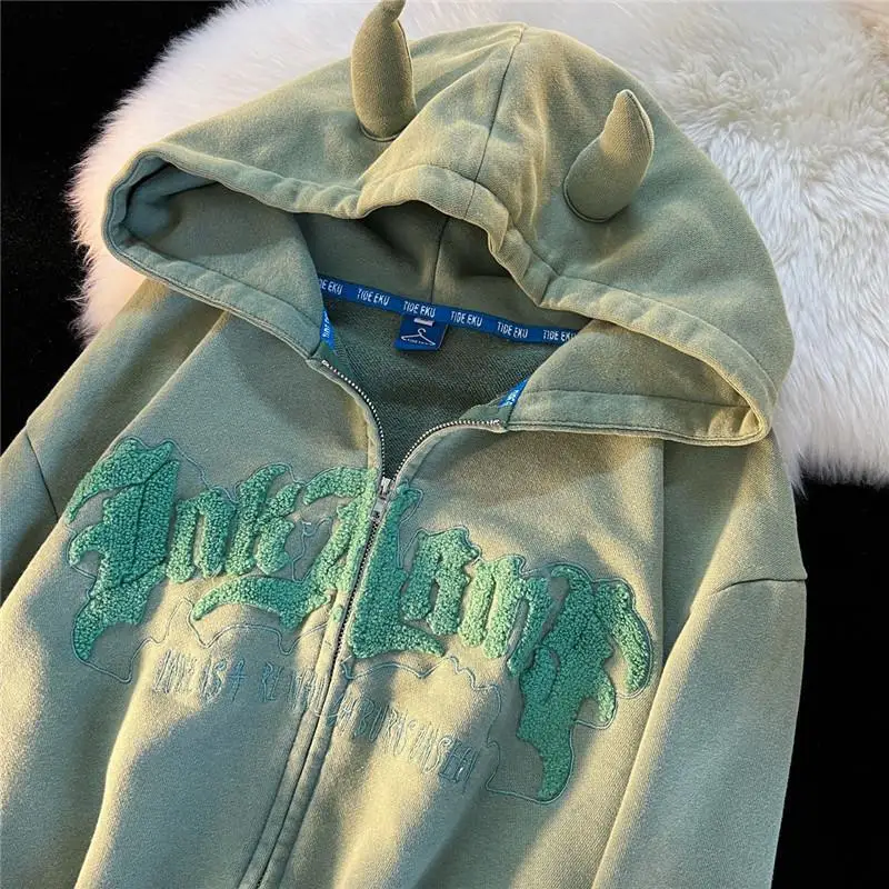 Vintage Letter Embroidery Hoodies Harajuku Long Sleeve Zip Up Hooded Sweatshirt Gothic Punk Couple Women Jacket Coat Y2K Clothes
Vintage Letter Embroidery Hoodies Harajuku Long Sleeve Zip Up Hooded Sweatshirt Gothic Punk Couple Women Jacket Coat Y2K Clothes