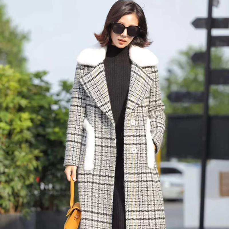 Quality Good Warm Parka Trench Winter With Natural Mink Fur Collar Women Wool Coat Casaco Female WHF103 
Quality Good Warm Parka Trench Winter With Natural Mink Fur Collar Women Wool Coat Casaco Female WHF103