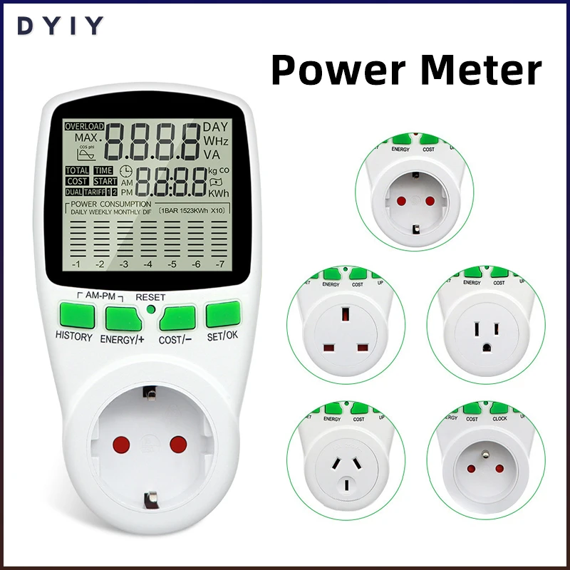Digital Wattmeter AC 230V Power Meter Socket Wattmeter Energy Meter 50Hz Watt Cost Monitor Measuring Outlet Power Analyzer 
Digital Wattmeter AC 230V Power Meter Socket Wattmeter Energy Meter 50Hz Watt Cost Monitor Measuring Outlet Power Analyzer