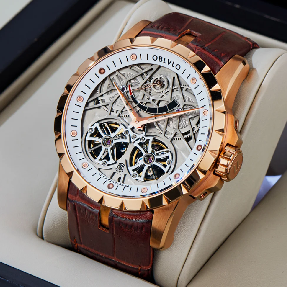 OBLVLO Luxury Transparent Hollow Men Skeleton Automatic Watches Sport Mechanical Double Flywheel Calfskin Leather Sapphire RM-E
OBLVLO Luxury Transparent Hollow Men Skeleton Automatic Watches Sport Mechanical Double Flywheel Calfskin Leather Sapphire RM-E