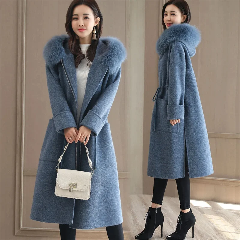 2022 Woolen Coat Women Autumn Winter Long Jacket Hooded Fur Collar Zipper Hem Split Solid Woolen Cloth Overcoat Lady Outerwear
2022 Woolen Coat Women Autumn Winter Long Jacket Hooded Fur Collar Zipper Hem Split Solid Woolen Cloth Overcoat Lady Outerwear