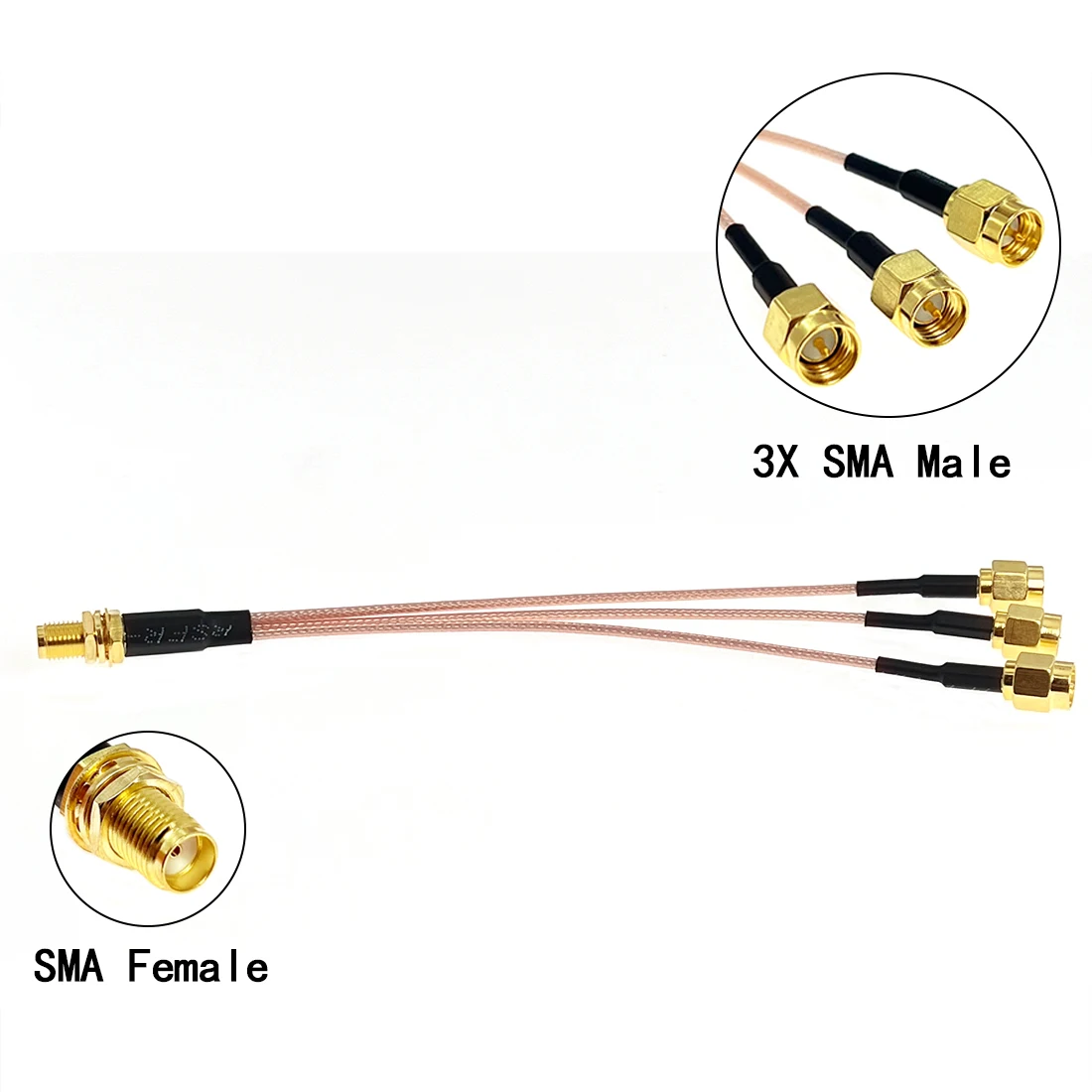 SMA Female Nut to 3X SMA Male Plug Splitter Combiner Pigtail Cable RG178 15cm 6" for Wifi Router
SMA Female Nut to 3X SMA Male Plug Splitter Combiner Pigtail Cable RG178 15cm 6" for Wifi Router