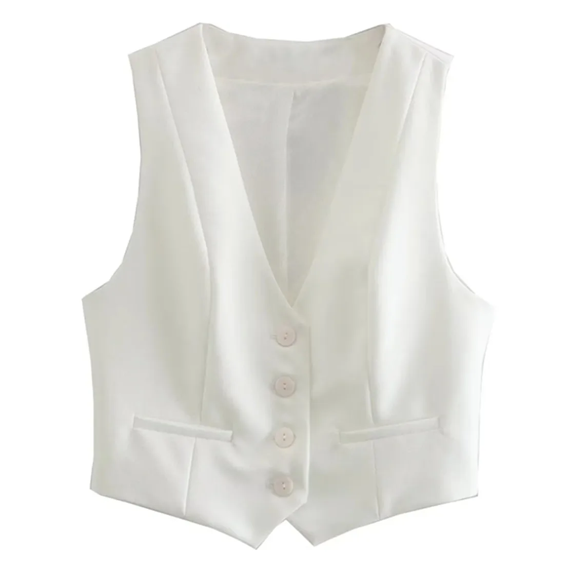 Withered 2023 Fashion Elegant Single Breasted Short Blazer Pure White Vest Women Tank Tops
Withered 2023 Fashion Elegant Single Breasted Short Blazer Pure White Vest Women Tank Tops