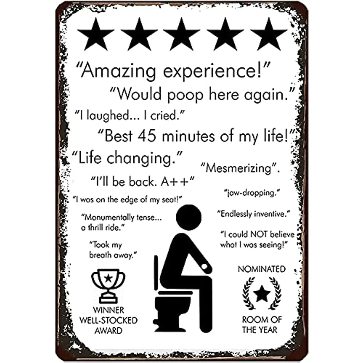 Retro Vintage Toilet Reviews Metal Tin Sign Home Bar Cafe Retaurant Wall Decor Signs tin decor
Retro Vintage Toilet Reviews Metal Tin Sign Home Bar Cafe Retaurant Wall Decor Signs tin decor