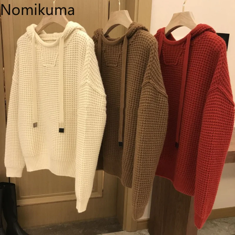 Nomikuma Sweater Women Autumn Winter Hooded Solid Color Simple Loose Knitted Pullover Women Fashion Casual Tops Women 2022
Nomikuma Sweater Women Autumn Winter Hooded Solid Color Simple Loose Knitted Pullover Women Fashion Casual Tops Women 2022