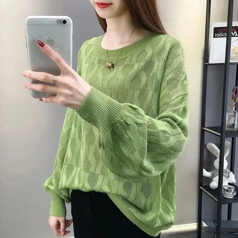 Young Style Hollow Out Loose Long Sleeve Sweater Solid Color Comfortable O-neck Pullover Spring summer Popularity Women Clothing
Young Style Hollow Out Loose Long Sleeve Sweater Solid Color Comfortable O-neck Pullover Spring summer Popularity Women Clothing