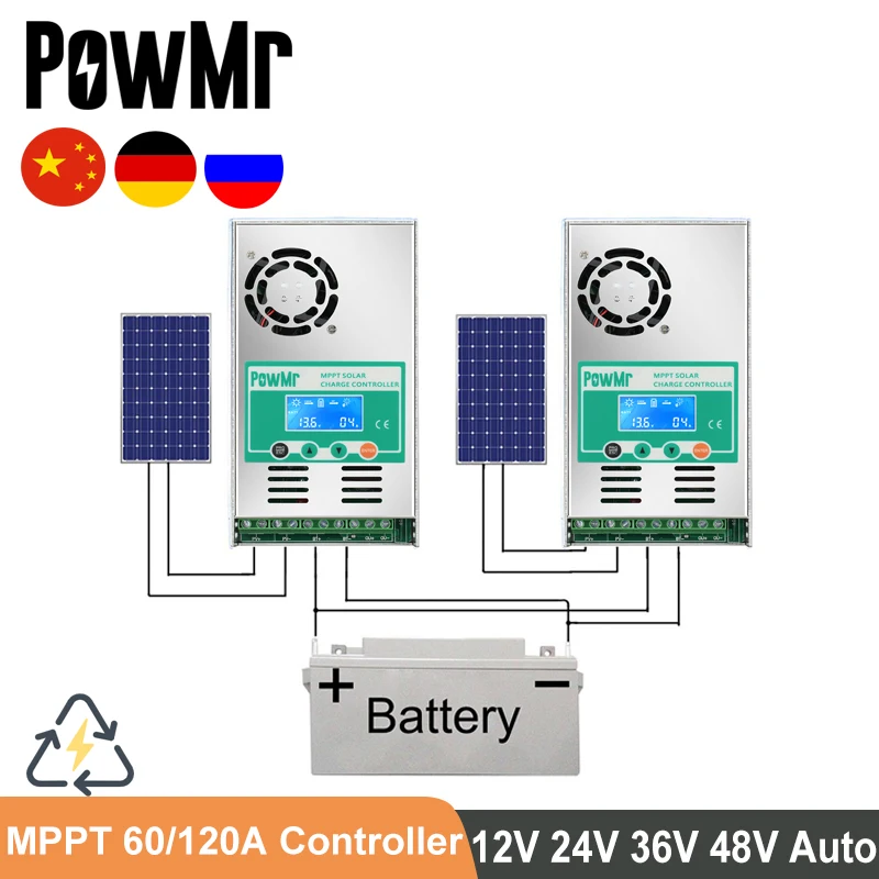 MPPT 120A 60A Solar Charger Controller 12V 24V 36V 48V Auto 150V PV LCD Display Lead Acid Lithium Battery Solar Panel Regulator
MPPT 120A 60A Solar Charger Controller 12V 24V 36V 48V Auto 150V PV LCD Display Lead Acid Lithium Battery Solar Panel Regulator