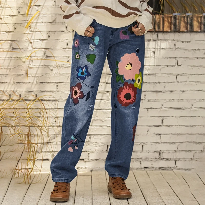 2022 Casual Vintage Denim Pants Fashion Printed Women's Straight Pants Streetwear Ladies Jeans High Waist Loose Mom's Work Pants
2022 Casual Vintage Denim Pants Fashion Printed Women's Straight Pants Streetwear Ladies Jeans High Waist Loose Mom's Work Pants