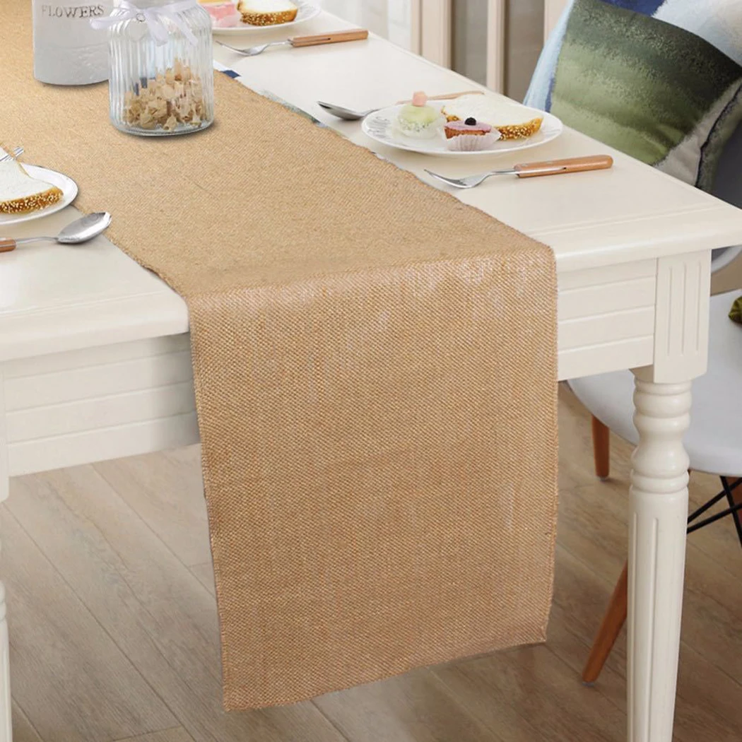 Jute Linen Vintage Natural Table Runner Burlap Hessian Rustic Gray Khaki Party Country Wedding Decoration Home Party Table Decor
Jute Linen Vintage Natural Table Runner Burlap Hessian Rustic Gray Khaki Party Country Wedding Decoration Home Party Table Decor