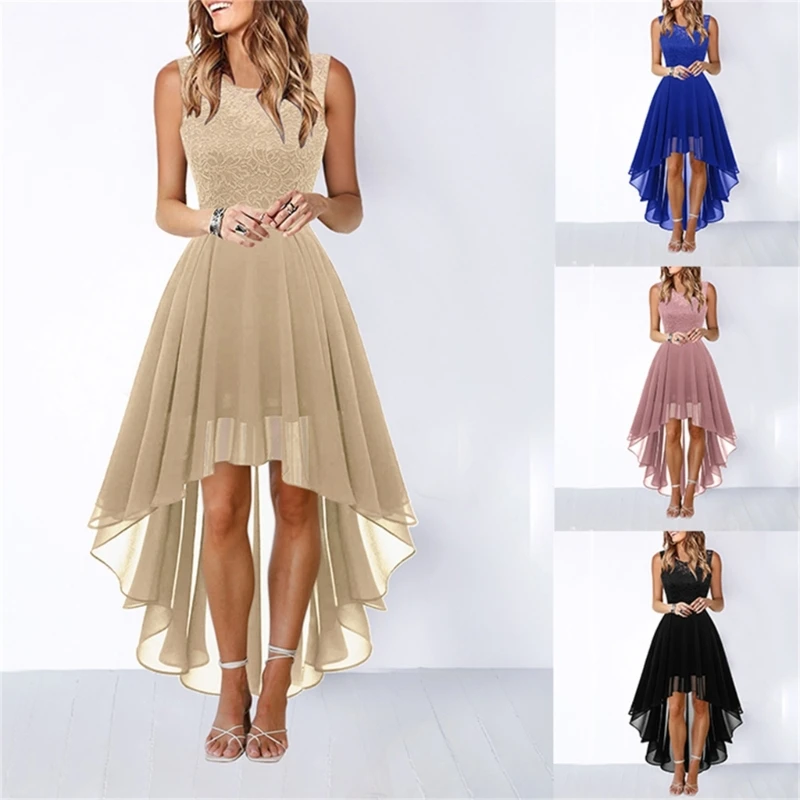 Lace Chiffon Dress Women Sleeveless High Waist Big Swing Wedding Dress Front Part Knee Length Evening Gown for Women 10CD
Lace Chiffon Dress Women Sleeveless High Waist Big Swing Wedding Dress Front Part Knee Length Evening Gown for Women 10CD
