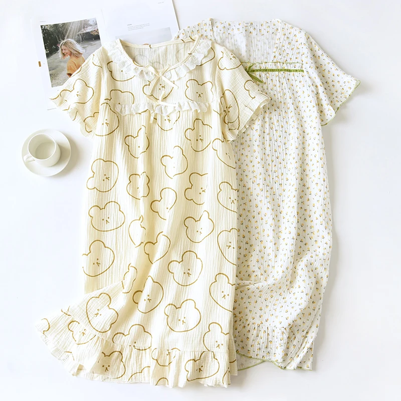 Summer Floral Nightdress For Women Square Collar Nightgown 100%Cotton Homewear Short Sleeve Loose Night Dress Female Sleepshirts
Summer Floral Nightdress For Women Square Collar Nightgown 100%Cotton Homewear Short Sleeve Loose Night Dress Female Sleepshirts