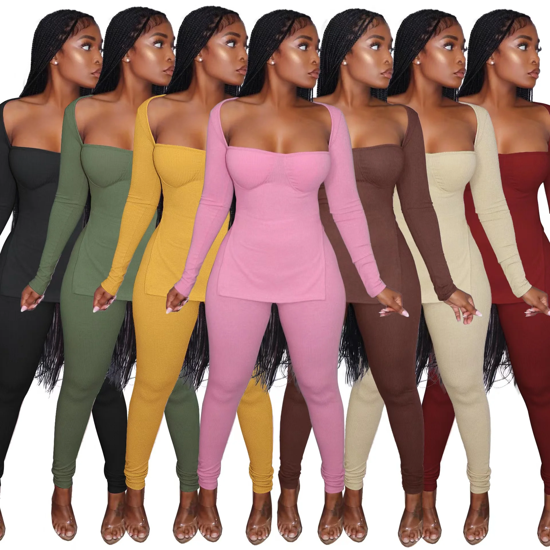 Trendy Women Top Long Sleeve Solid Color Two Piece Set Skinny Pants Jumpsuit Outfit
Trendy Women Top Long Sleeve Solid Color Two Piece Set Skinny Pants Jumpsuit Outfit