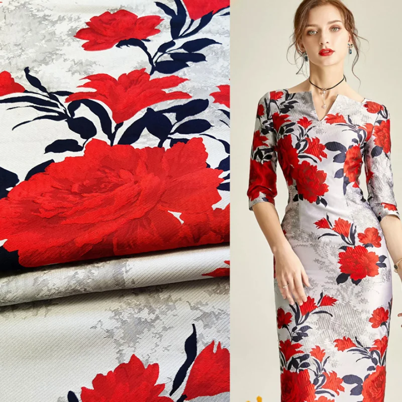 Jacquard Brocade Fabric Red Rose Pattern Trench Coat Dress Fabrics Diy Sewing Fashion Design Wholesale Cloth by the Meter
Jacquard Brocade Fabric Red Rose Pattern Trench Coat Dress Fabrics Diy Sewing Fashion Design Wholesale Cloth by the Meter
