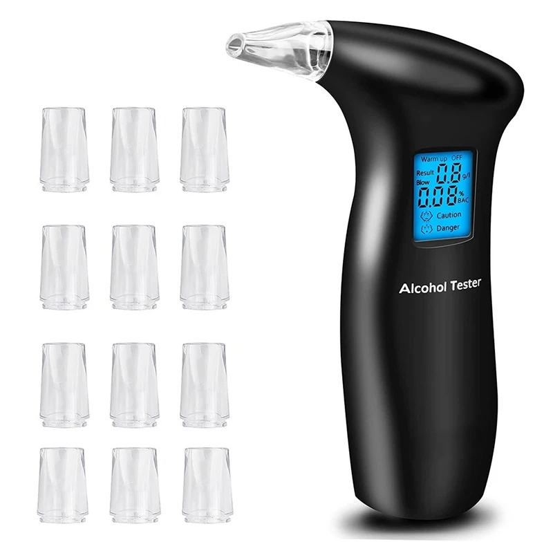 Digital Alcohol Tester with 12 Mouthpieces Blue-Ray LCD Screen, Professional Portable air blown Alcohol Meter with LED Display
Digital Alcohol Tester with 12 Mouthpieces Blue-Ray LCD Screen, Professional Portable air blown Alcohol Meter with LED Display