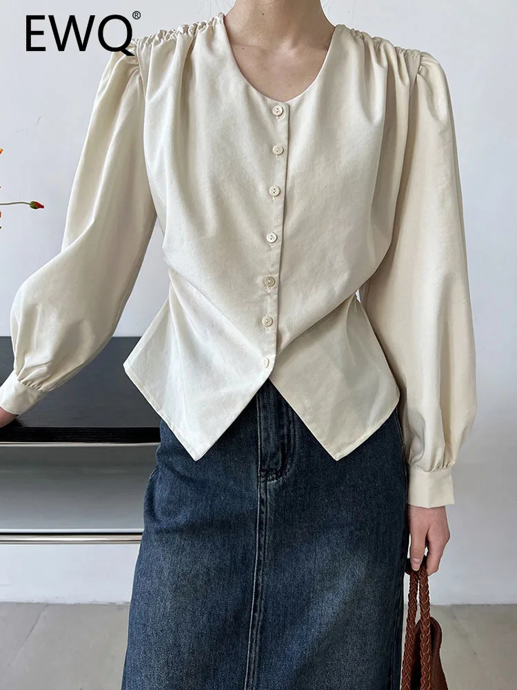 EWQ Elegant Gathered Waist Pleated Blouses For Women V-neck Long Sleeve Single Breasted Female Tops 2023 Autumn New 26D2571
EWQ Elegant Gathered Waist Pleated Blouses For Women V-neck Long Sleeve Single Breasted Female Tops 2023 Autumn New 26D2571