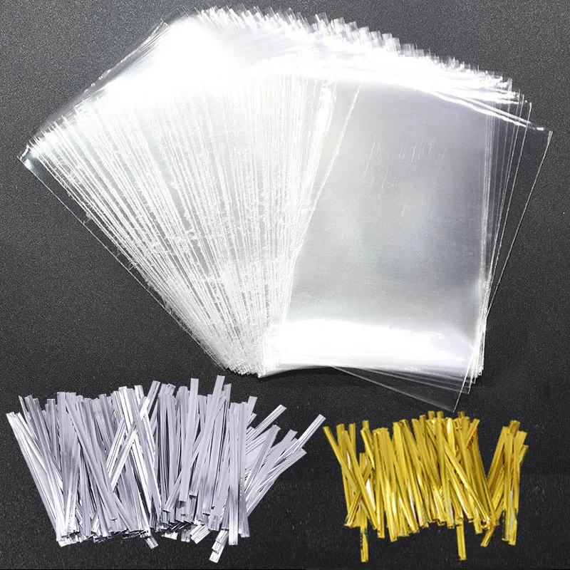 100Pcs Clear Plastic Bag With Gold/Silver Ties Flat Open Top Gift Bags For Lollipop Candy Cookie Packing Wedding Party Supplies
100Pcs Clear Plastic Bag With Gold/Silver Ties Flat Open Top Gift Bags For Lollipop Candy Cookie Packing Wedding Party Supplies