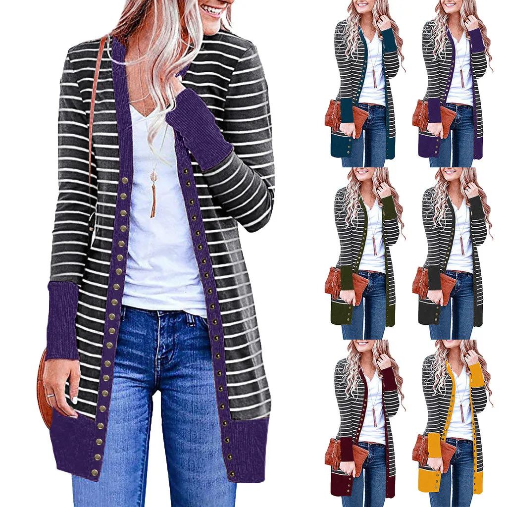 Women Casual Long Sleeve Stripe Patchwork Long Cardigan Tops Blouse Coat Cardigans for Womens Girls Cardigan Sweaters Size 8
Women Casual Long Sleeve Stripe Patchwork Long Cardigan Tops Blouse Coat Cardigans for Womens Girls Cardigan Sweaters Size 8