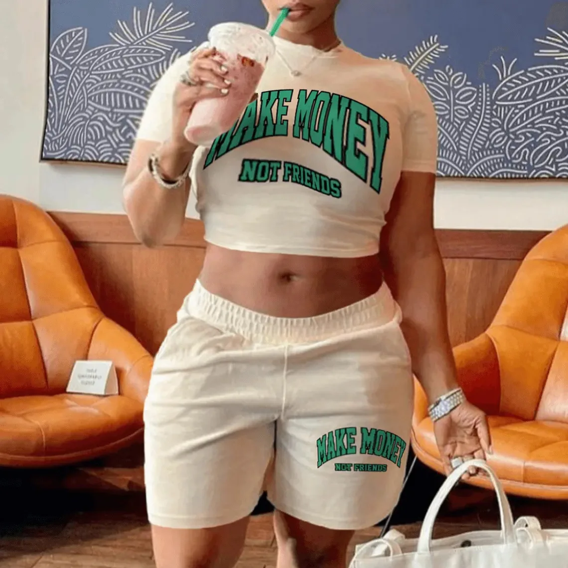 Wholesale Plus Size Clothing Letter Print Short Sleeve Pullover Retro Top Biker Shorts Casual Homewear Streetwear
Wholesale Plus Size Clothing Letter Print Short Sleeve Pullover Retro Top Biker Shorts Casual Homewear Streetwear