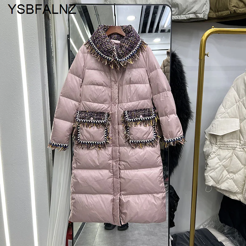 Korean New Down Jacket Women's Mid-length Small Fragrance Tweed Thicken Warm Over The Knee Fashion 90% White Duck Down Coat Tide
Korean New Down Jacket Women's Mid-length Small Fragrance Tweed Thicken Warm Over The Knee Fashion 90% White Duck Down Coat Tide