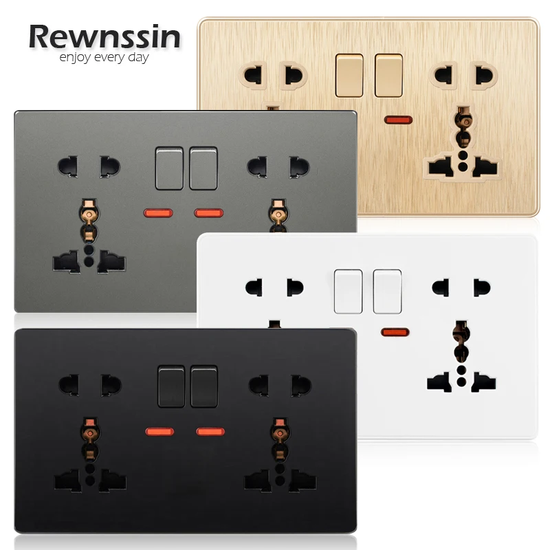 Universal Standard 5Pin Wall Sockets Gold/Black/White/Silver Plastic Brushed Panel With USB Plug Home Electrical Outlet Home 16A
Universal Standard 5Pin Wall Sockets Gold/Black/White/Silver Plastic Brushed Panel With USB Plug Home Electrical Outlet Home 16A