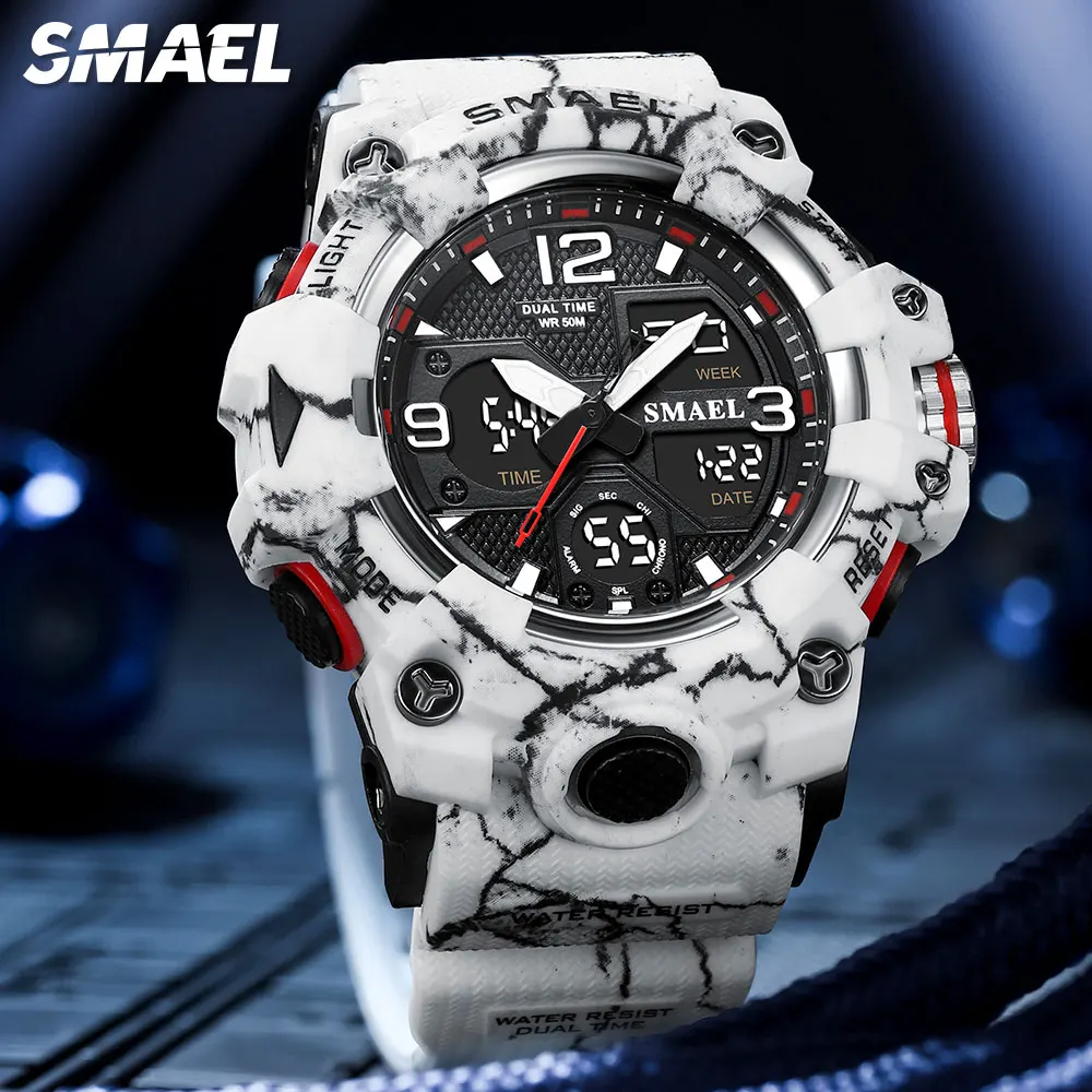 SMAEL Military Sport Watches for Men LED Dual Time Display Digital Wristwatch Fashion Waterproof Chronograph Quartz Watch Male
SMAEL Military Sport Watches for Men LED Dual Time Display Digital Wristwatch Fashion Waterproof Chronograph Quartz Watch Male