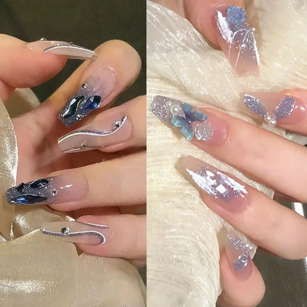 24pcs Press On Nails False Nails DIY Purple Butterfly Fake Nails French Long Ballerina Blue Shinning Crystal
24pcs Press On Nails False Nails DIY Purple Butterfly Fake Nails French Long Ballerina Blue Shinning Crystal