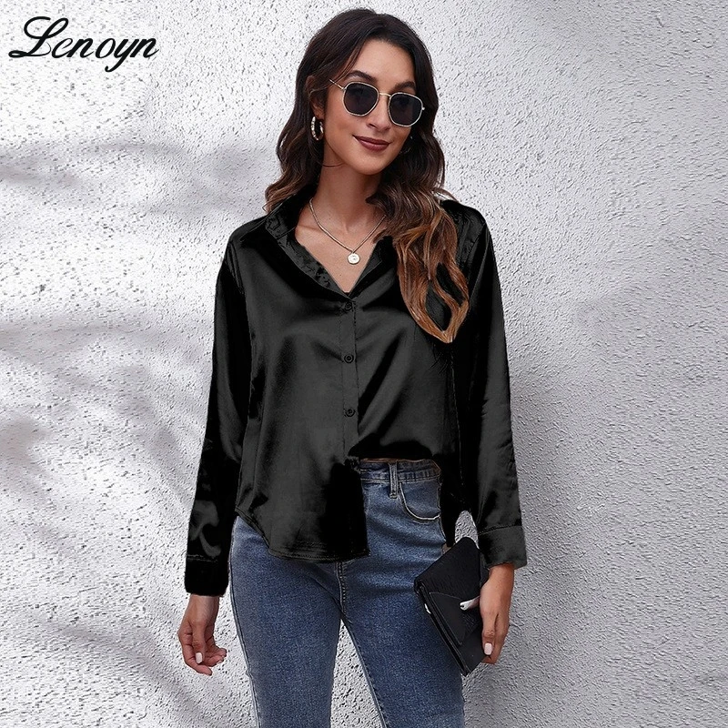Lenoyn Women's Long Sleeve T-shirt Solid Print Slim Fit Casual Top 2023 Women's Satin Ice Silk Long Sleeve Shirt New Style
Lenoyn Women's Long Sleeve T-shirt Solid Print Slim Fit Casual Top 2023 Women's Satin Ice Silk Long Sleeve Shirt New Style