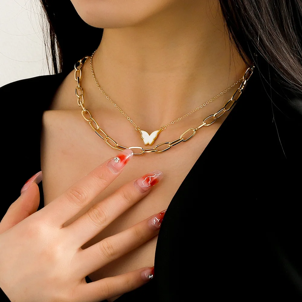 Ins Fashion New Gold Plated Layered Necklace for Women Enamel Butterfly Pendant Choker Necklace Hip Hop Neck Jewelry Accessories
Ins Fashion New Gold Plated Layered Necklace for Women Enamel Butterfly Pendant Choker Necklace Hip Hop Neck Jewelry Accessories