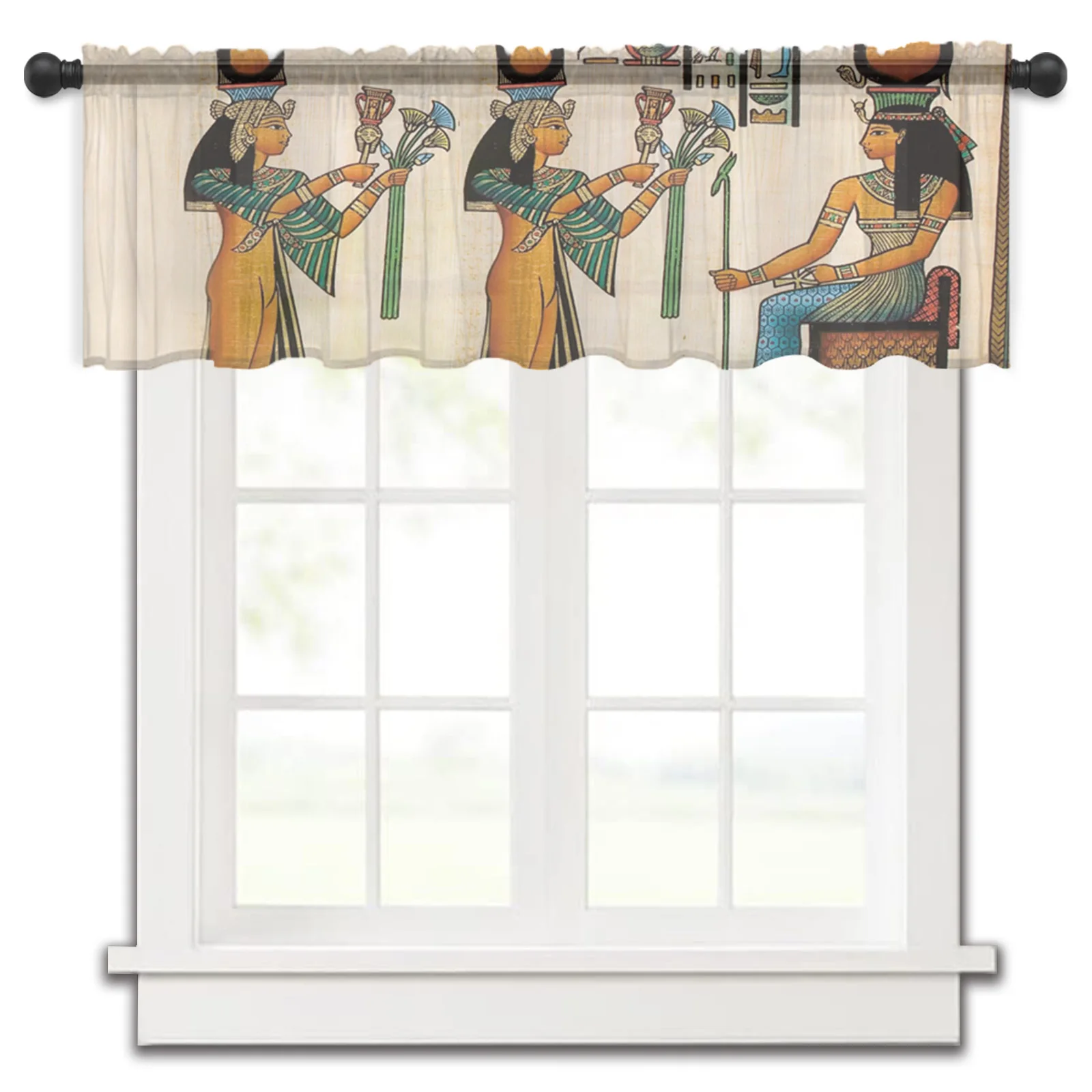 Egypt Woman Mural Culture Kitchen Small Window Curtain Tulle Sheer Short Curtain Bedroom Living Room Home Decor Voile Drapes 
Egypt Woman Mural Culture Kitchen Small Window Curtain Tulle Sheer Short Curtain Bedroom Living Room Home Decor Voile Drapes