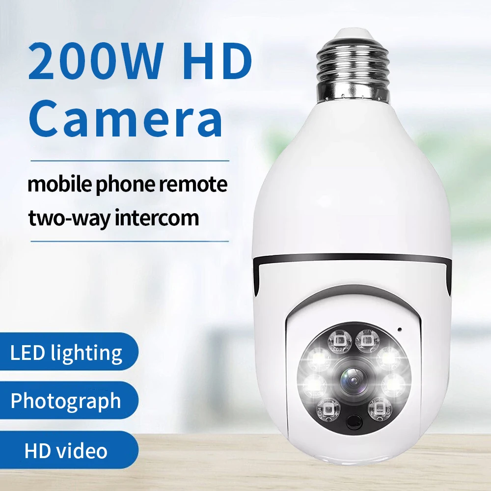 E27 Surveillance Camera LED Light Bulb Socket 360° WiFi Security Light Full Color Security Camera Human Tracking Night Vision
E27 Surveillance Camera LED Light Bulb Socket 360° WiFi Security Light Full Color Security Camera Human Tracking Night Vision