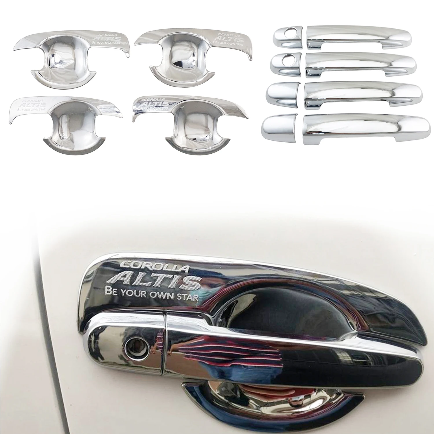 2008 2009 2010 2011 2012 For Toyota Corolla Altis New Car ABS Chrome Accessories Plated Door Handle Bowl Cover Trim Paste Style
2008 2009 2010 2011 2012 For Toyota Corolla Altis New Car ABS Chrome Accessories Plated Door Handle Bowl Cover Trim Paste Style