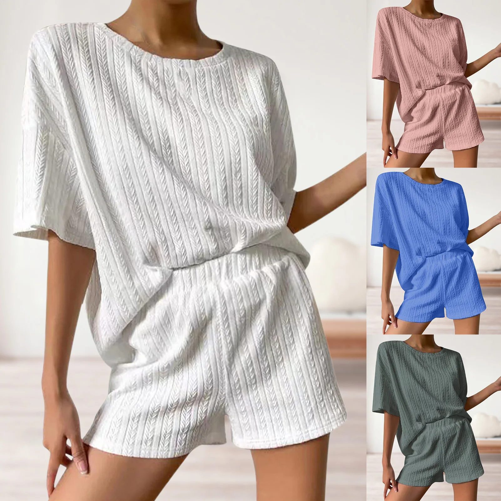 Summer Women's Sweat-Shirt Sets Casual Solid Color Short Sleeve Top Shorts Suits Harajuku Simple Daily Commute Suits
Summer Women's Sweat-Shirt Sets Casual Solid Color Short Sleeve Top Shorts Suits Harajuku Simple Daily Commute Suits