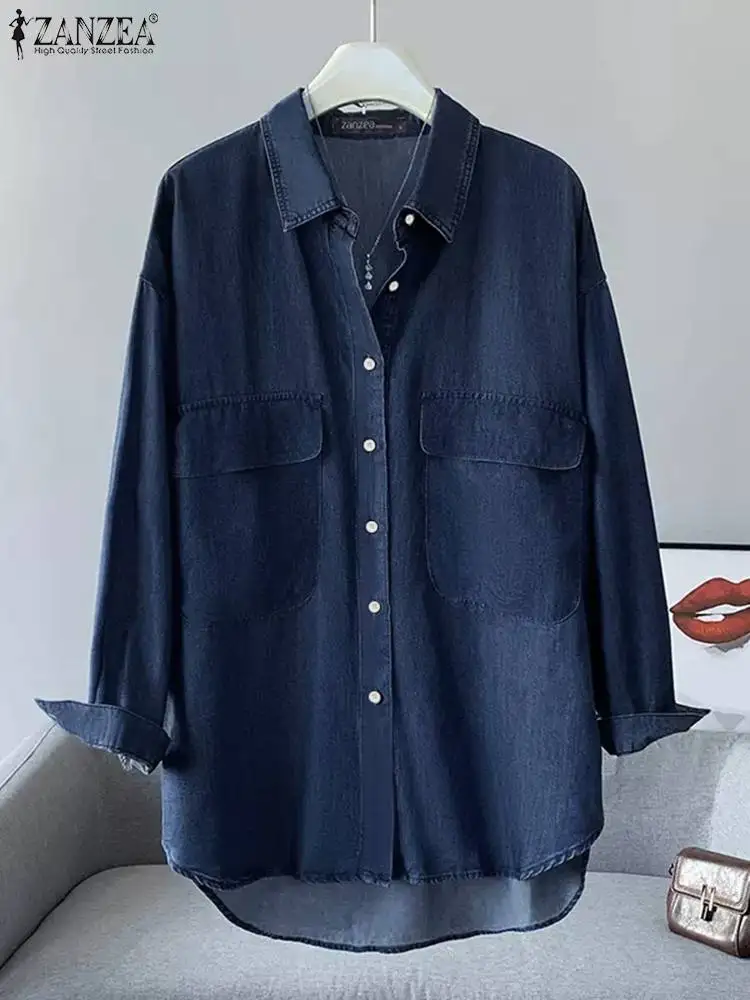 ZANZEA Women Casual Blusas Fashion Denim Tops High Low Long Sleeve Shirts 2023 Autumn Turn Down Collar Buttons Pockets Chemise
ZANZEA Women Casual Blusas Fashion Denim Tops High Low Long Sleeve Shirts 2023 Autumn Turn Down Collar Buttons Pockets Chemise