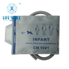 Reusable NIBP Cuff baby infant Arm Blood Pressure Cuff Belt single air hose for Multi parameter monitor machine, Nylon coat,gray