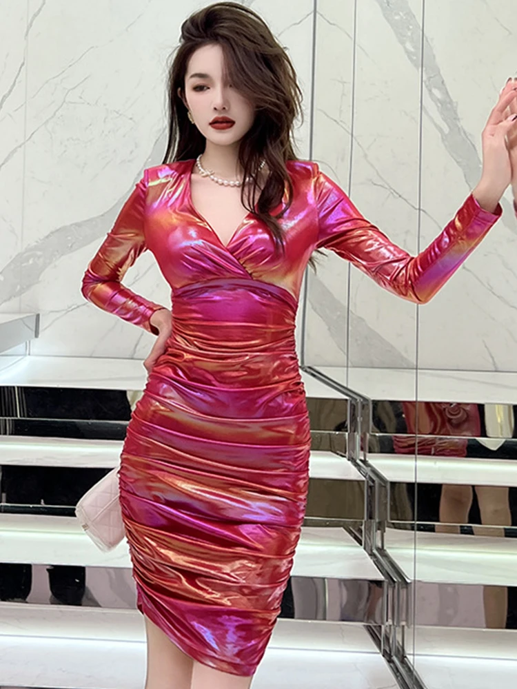 Spring Autumn Fashion Y2K Women Evening Dress Chic Sparkly Sexy V-Neck Bodycon Mini Party Prom Christmas Stretchy Mujer Vestidos
Spring Autumn Fashion Y2K Women Evening Dress Chic Sparkly Sexy V-Neck Bodycon Mini Party Prom Christmas Stretchy Mujer Vestidos