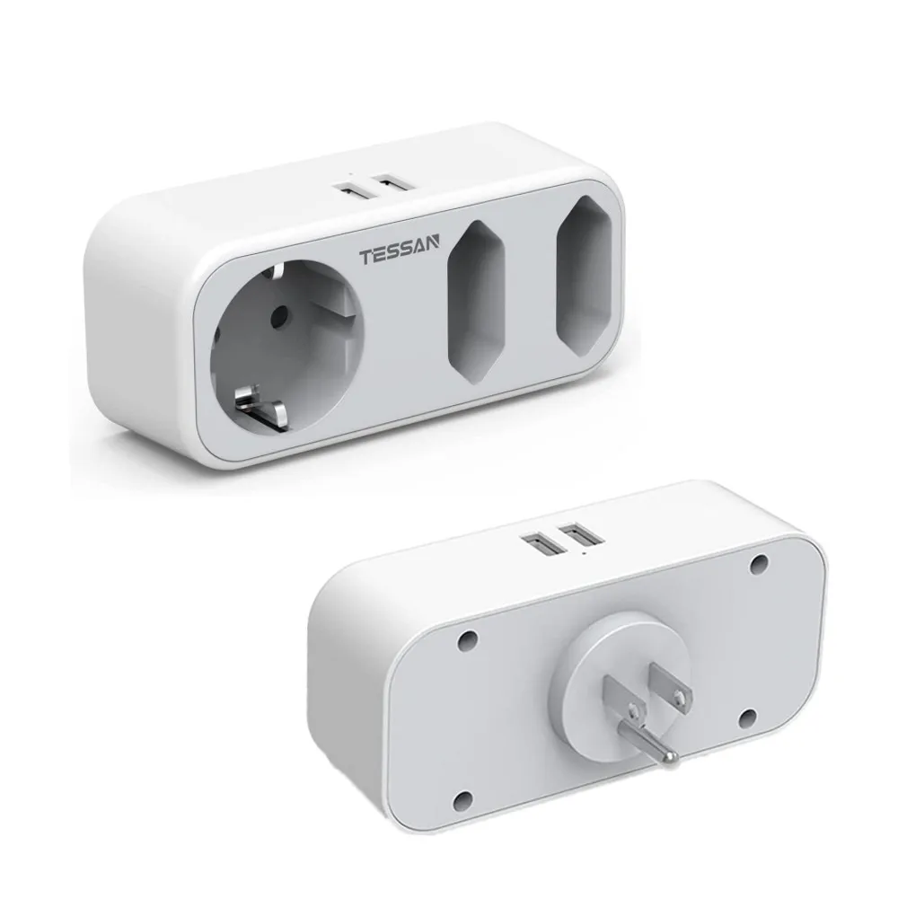 TESSAN 5 In 1 Travel Power Adapter USA America Germany Plug with 2 USB (2.4A) 3 Socket Type B Plug Adapter EU to US Wall Charger
TESSAN 5 In 1 Travel Power Adapter USA America Germany Plug with 2 USB (2.4A) 3 Socket Type B Plug Adapter EU to US Wall Charger