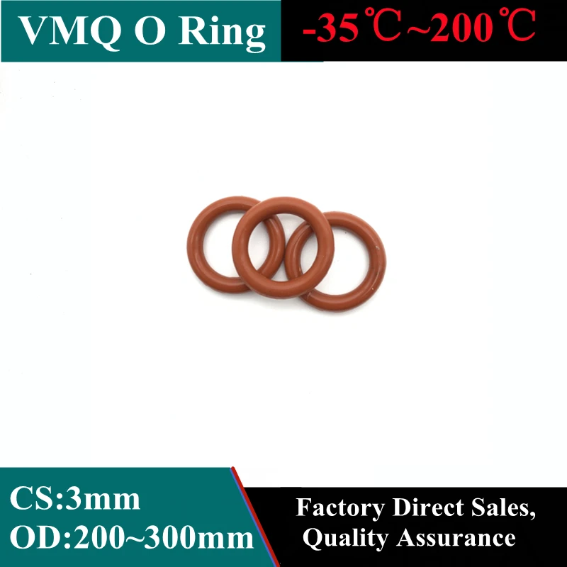 5pcs Red VMQ Silicone O Ring CS 3mm OD 200mm ~ 300mm FoodGrade Waterproof Washer Rubber Insulated Round Shape Seal Gasket
5pcs Red VMQ Silicone O Ring CS 3mm OD 200mm ~ 300mm FoodGrade Waterproof Washer Rubber Insulated Round Shape Seal Gasket