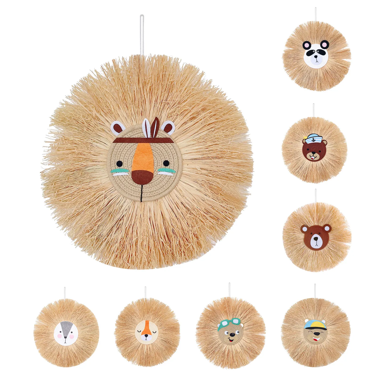 Tapestry Handwoven Cartoon Animal Head Pendant Woven Grass Animal Ornament Nordic Style Wall Art Decoration Tassel Pendant Home
Tapestry Handwoven Cartoon Animal Head Pendant Woven Grass Animal Ornament Nordic Style Wall Art Decoration Tassel Pendant Home