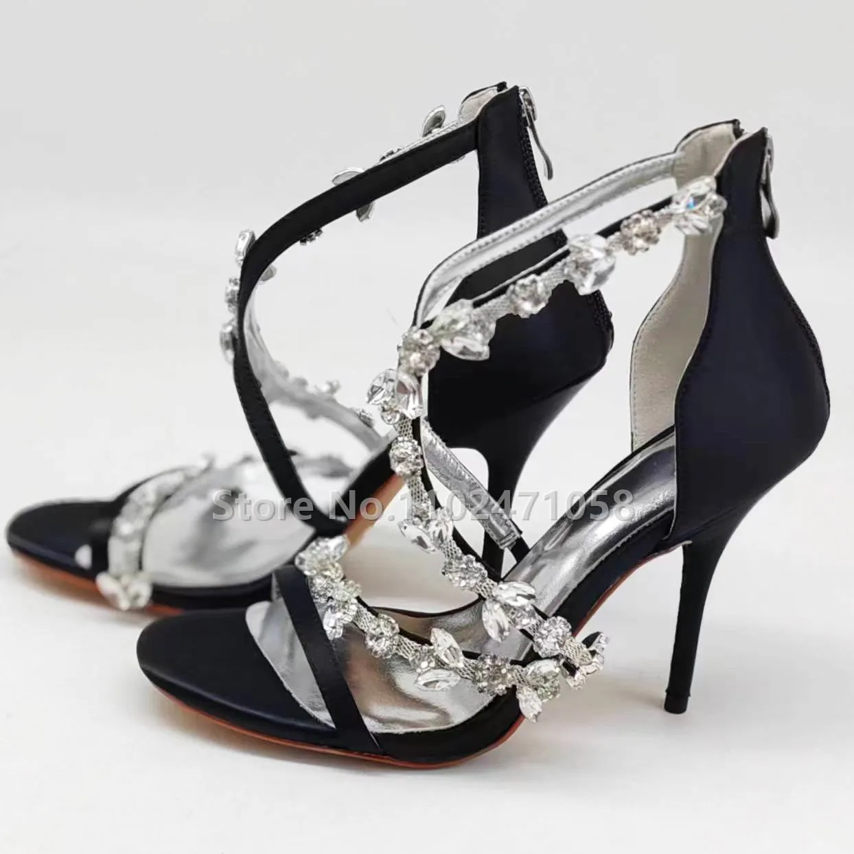 Rhinestone One Strap Round Toe Thin Heels Women Sandals Fashion Narrow Band Zipper Hight Heels Summer 2023 Ladies Party Shoes
Rhinestone One Strap Round Toe Thin Heels Women Sandals Fashion Narrow Band Zipper Hight Heels Summer 2023 Ladies Party Shoes